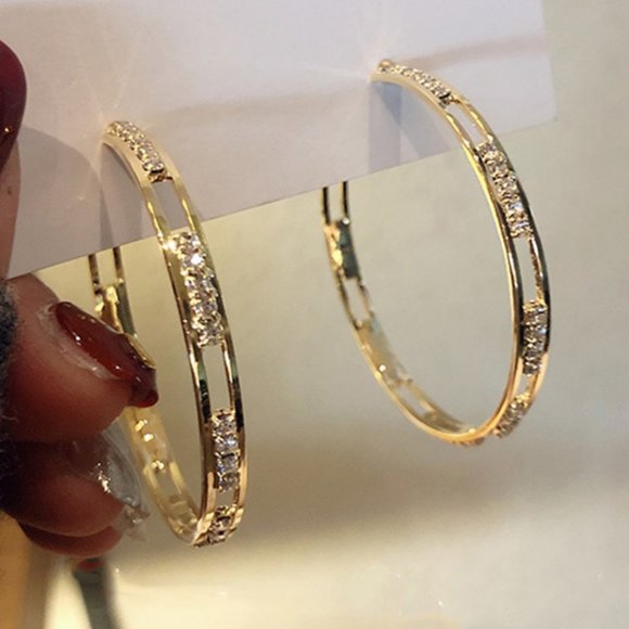 NEW gold plated round hoop earrings - Picture 7 of 7